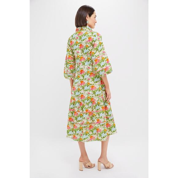 HYACINTH HOUSE Multi Green Begonia Floral Hillsborough Midi Dress Size S NWT - Picture 2 of 7